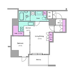 東急目黒線 不動前駅 徒歩6分の賃貸マンション 4階1LDKの間取り