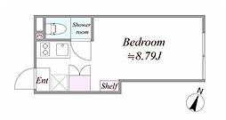 東急目黒線 不動前駅 徒歩7分の賃貸マンション 3階1Kの間取り