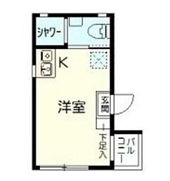 東京メトロ日比谷線 広尾駅 徒歩8分の賃貸アパート 3階ワンルームの間取り