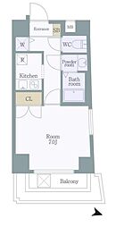 東京メトロ日比谷線 恵比寿駅 徒歩9分の賃貸マンション 1階1Kの間取り