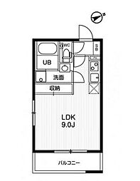 東急田園都市線 池尻大橋駅 徒歩10分の賃貸マンション 3階ワンルームの間取り