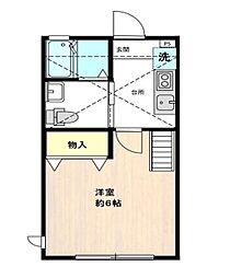 西武新宿線 下落合駅 徒歩11分の賃貸アパート 2階1Kの間取り