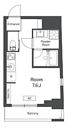 都営大江戸線 若松河田駅 徒歩7分の賃貸マンション 8階1Kの間取り