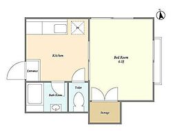 JR山手線 新大久保駅 徒歩4分の賃貸アパート 2階1Kの間取り