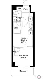 東京メトロ東西線 高田馬場駅 徒歩4分の賃貸マンション 1階1DKの間取り