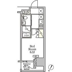 JR山手線 目黒駅 徒歩7分の賃貸マンション 5階1Kの間取り