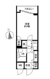 東京メトロ東西線 早稲田駅 徒歩9分の賃貸マンション 2階1Kの間取り
