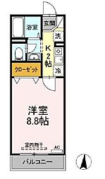 都営大江戸線 落合南長崎駅 徒歩6分の賃貸アパート 2階1Kの間取り