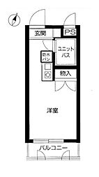東京メトロ東西線 落合駅 徒歩9分の賃貸マンション 4階ワンルームの間取り