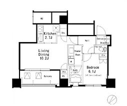 都営三田線 目黒駅 徒歩7分の賃貸マンション 14階1LDKの間取り