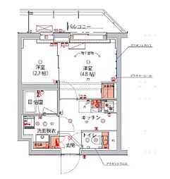 東京メトロ有楽町線 江戸川橋駅 徒歩5分の賃貸マンション 3階2Kの間取り