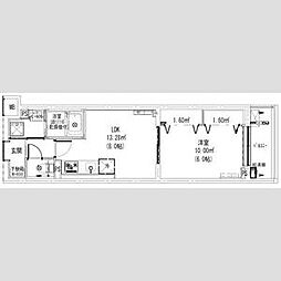 都営大江戸線 若松河田駅 徒歩2分の賃貸マンション 2階1LDKの間取り