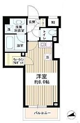 東京メトロ東西線 早稲田駅 徒歩6分の賃貸マンション 8階ワンルームの間取り