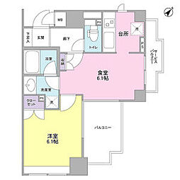 東京メトロ日比谷線 恵比寿駅 徒歩2分の賃貸マンション 6階1DKの間取り