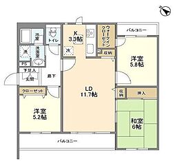 東京メトロ東西線 高田馬場駅 徒歩2分の賃貸マンション 2階3LDKの間取り