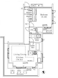 東急東横線 代官山駅 徒歩4分の賃貸マンション 6階1LDKの間取り