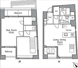 JR山手線 恵比寿駅 徒歩9分の賃貸マンション 4階1LDKの間取り