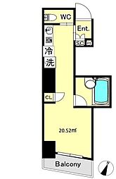 JR山手線 恵比寿駅 徒歩7分の賃貸マンション 2階ワンルームの間取り