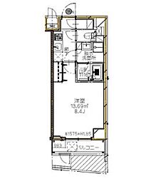 東京メトロ副都心線 東新宿駅 徒歩4分の賃貸マンション 5階1Kの間取り