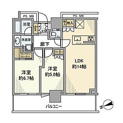 クラッシィタワー東中野 2LDKの間取図画像