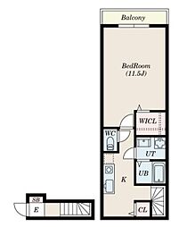 PLATINUMFORME東中野 1Kの間取図画像