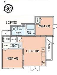 富士ハイツ 2LDKの間取図画像