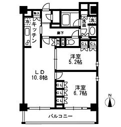 レジディア中落合-B 2LDKの間取図画像
