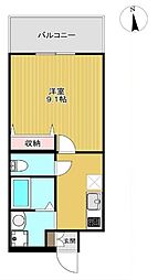 サンコウハイム 1Kの間取図画像