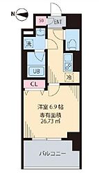 東京メトロ東西線 中野駅 徒歩2分の賃貸マンション 2階1Kの間取り