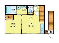 JR中央線 阿佐ケ谷駅 徒歩8分の賃貸アパート 2階1DKの間取り