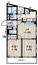 東京メトロ丸ノ内線 荻窪駅 徒歩12分の賃貸マンション 2階2LDKの間取り