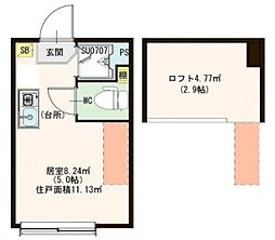 東京メトロ丸ノ内線 南阿佐ケ谷駅 徒歩10分の賃貸マンション 1階ワンルームの間取り