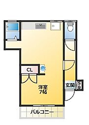 JR中央線 阿佐ケ谷駅 徒歩12分の賃貸アパート 2階ワンルームの間取り