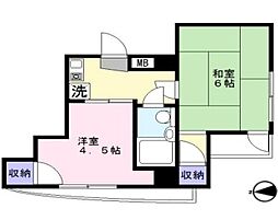 JR総武線 高円寺駅 徒歩2分の賃貸マンション 5階2Kの間取り