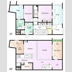 東京メトロ丸ノ内線 荻窪駅 徒歩8分の賃貸マンション 1階2SLDKの間取り