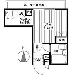 西武新宿線 野方駅 徒歩8分の賃貸マンション 4階ワンルームの間取り