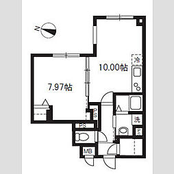 西武新宿線 新井薬師前駅 徒歩5分の賃貸マンション 1階1LDKの間取り