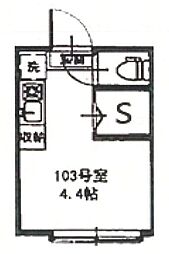 JR総武線 東中野駅 徒歩5分の賃貸アパート 1階1Kの間取り