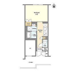 東京メトロ丸ノ内線 方南町駅 徒歩10分の賃貸マンション 2階1Kの間取り
