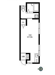 都営大江戸線 東中野駅 徒歩8分の賃貸アパート 1階ワンルームの間取り