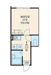 東京メトロ丸ノ内線 東高円寺駅 徒歩4分の賃貸アパート 1階1Kの間取り