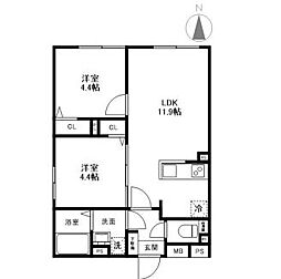 東京メトロ丸ノ内線 荻窪駅 徒歩12分の賃貸マンション 3階2LDKの間取り