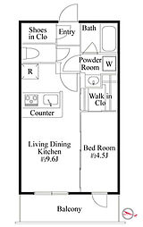 JR総武線 東中野駅 徒歩2分の賃貸マンション 5階1LDKの間取り