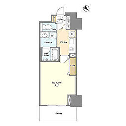 京王線 初台駅 徒歩6分の賃貸マンション 15階1Kの間取り