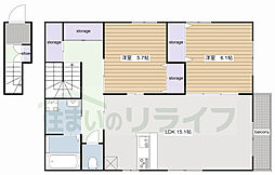 東京メトロ丸ノ内線 荻窪駅 徒歩13分の賃貸アパート 2階2LDKの間取り