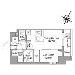 東京メトロ丸ノ内線 新中野駅 徒歩3分の賃貸マンション 4階1DKの間取り