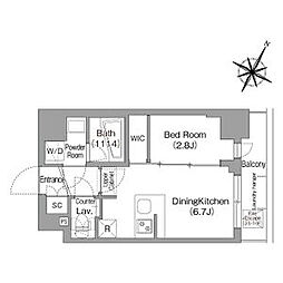 東京メトロ丸ノ内線 新中野駅 徒歩3分の賃貸マンション 4階1DKの間取り