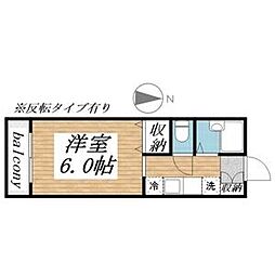 JR中央線 吉祥寺駅 徒歩15分の賃貸アパート 2階ワンルームの間取り