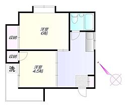 JR中央線 荻窪駅 徒歩10分の賃貸マンション 2階2Kの間取り