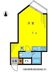JR中央線 高円寺駅 徒歩2分の賃貸マンション 2階ワンルームの間取り